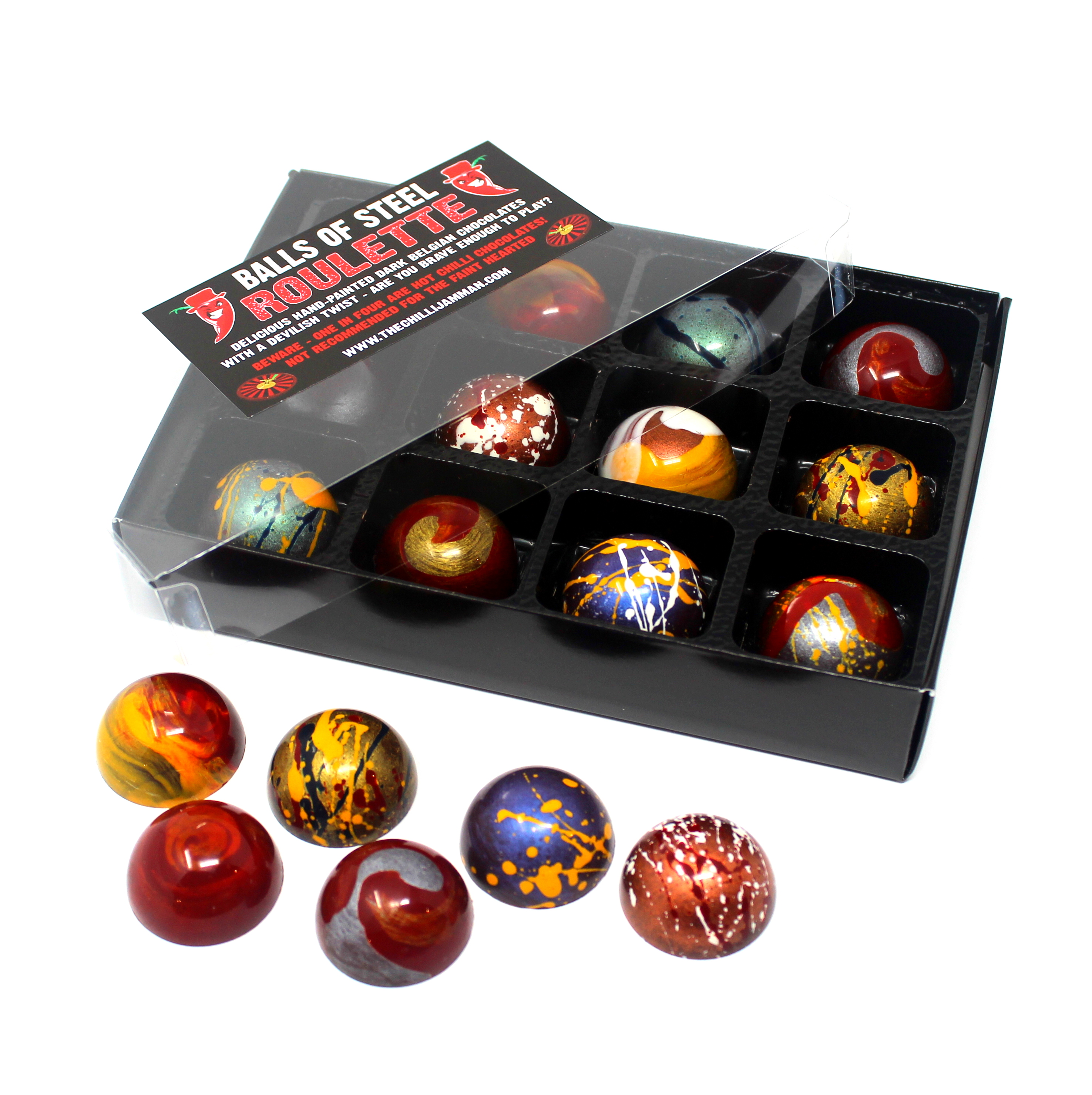 ‘Balls of Steel’ Chilli Chocolate Roulette Set 100g The Chilli Jam Man