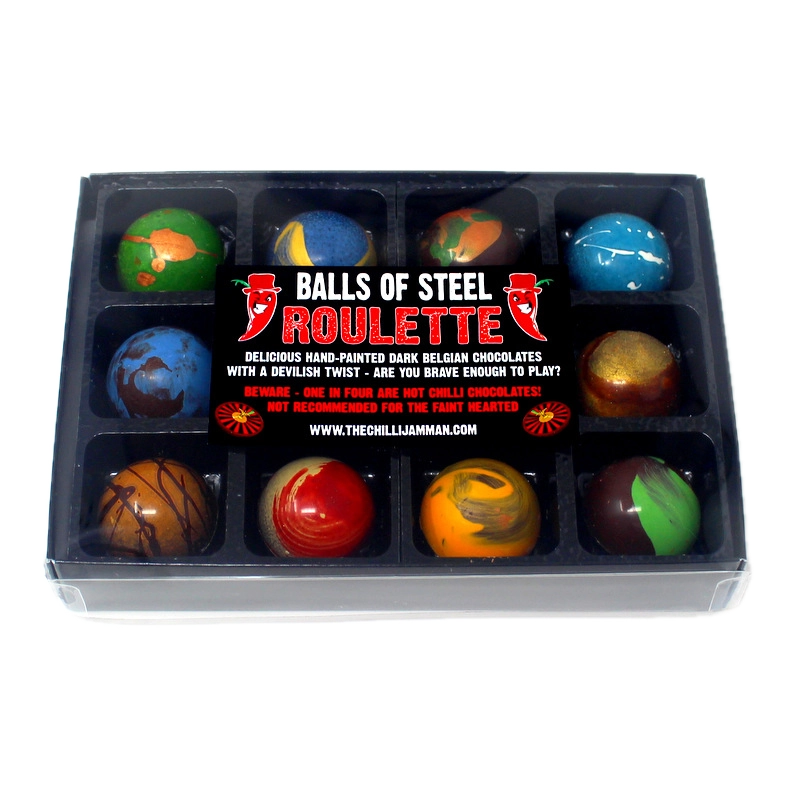 'Balls of Steel' Chilli Chocolate Roulette Set 100g